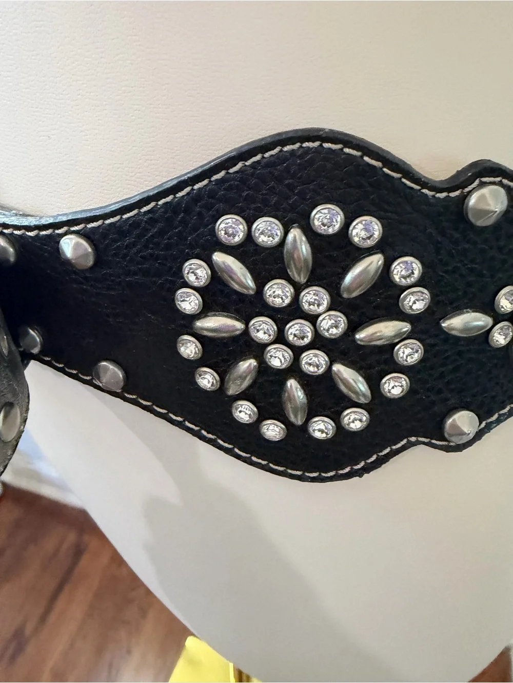 KathyVanZeeland Crystal Stud Beaded Biker Bohemian Festival